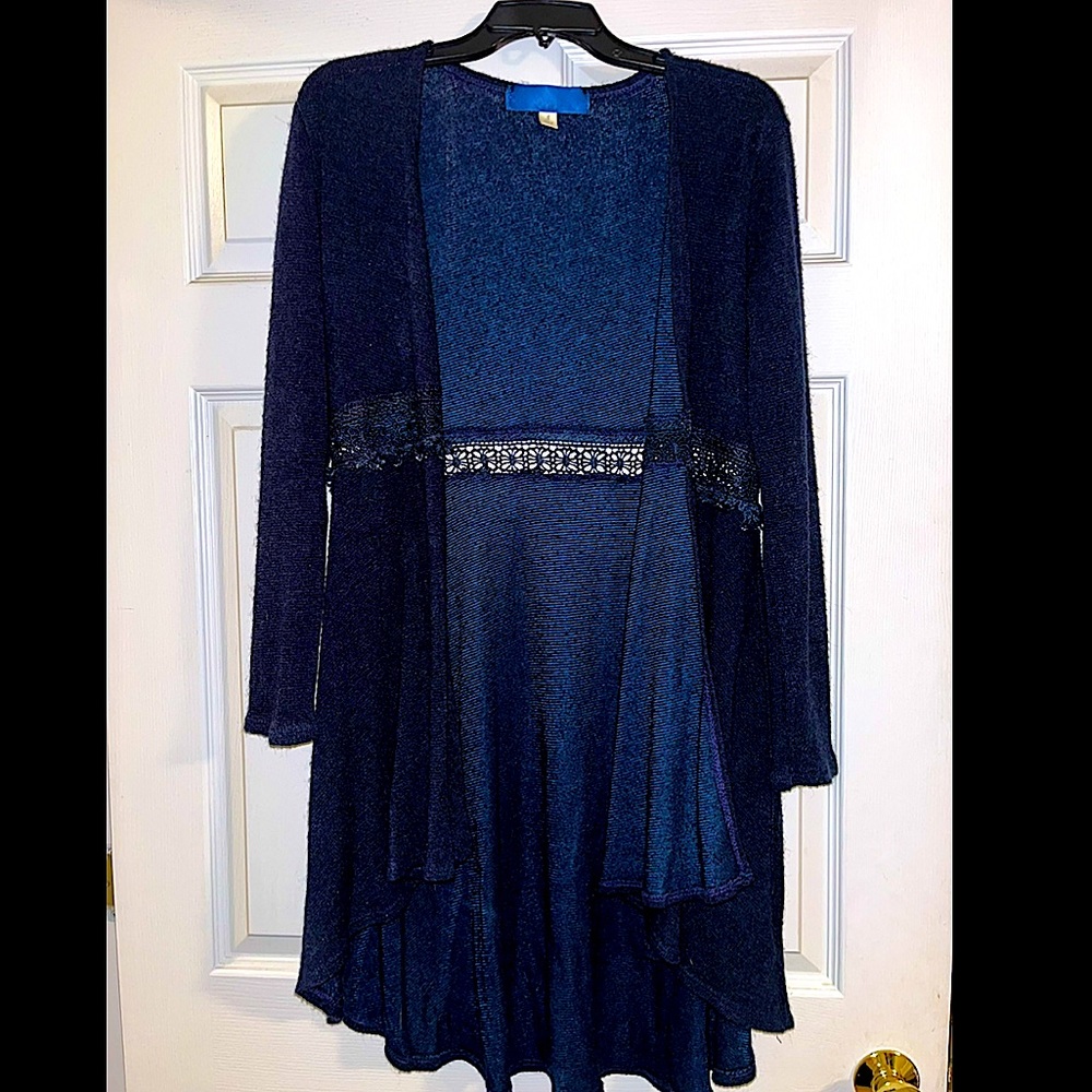 Boutique Navy Long Cardigan